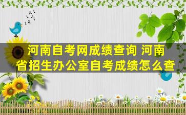 河南自考网成绩查询 河南省招生办公室自考成绩怎么查